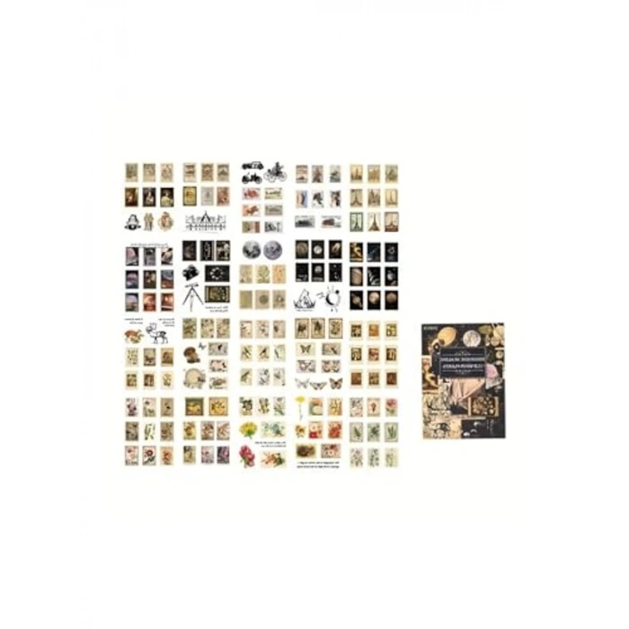 16 Adet Vintage Pul Sticker Seti, Uzay Temalı