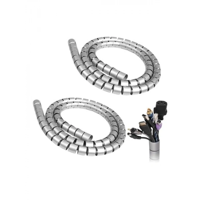 16 mm Gri Spiral Kablo Toplayıcı, 1 Metre, 2 Adet Set