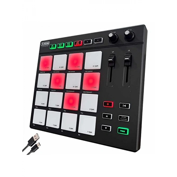 16 Pad Bankası ile Stüdyo Midi Pad Controller, Midex Pad