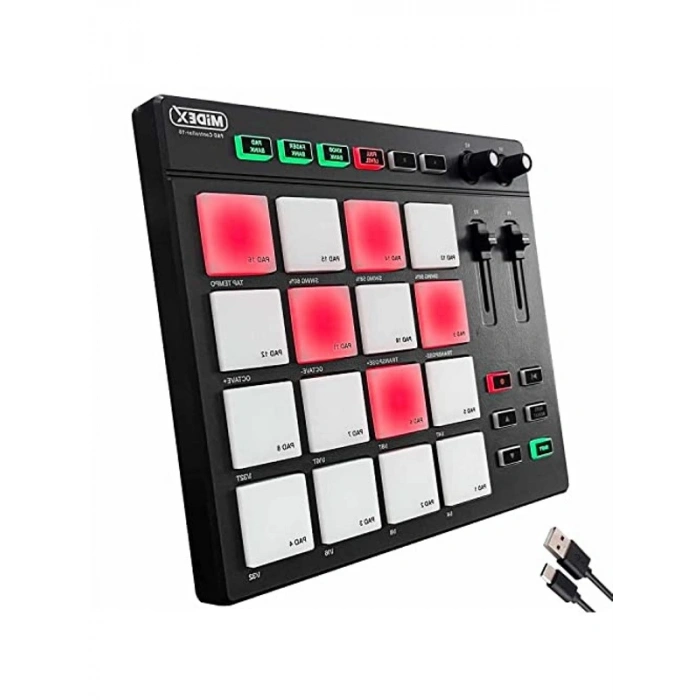 16 Pad Bankası ile Stüdyo Midi Pad Controller, Midex Pad