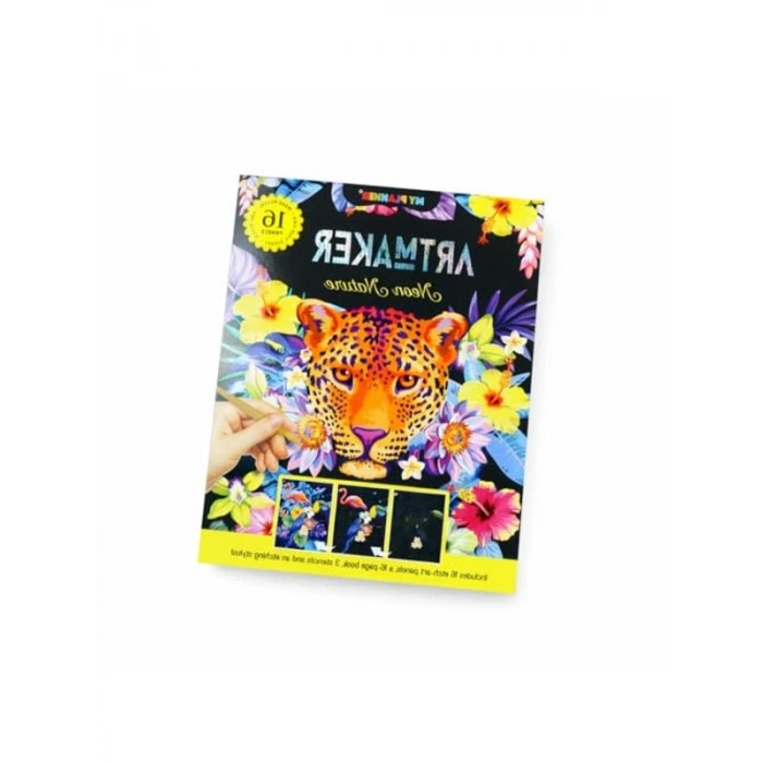 16 Panel Kazımalı Boyama Seti, Şablon ve Kalemli Scratch Art