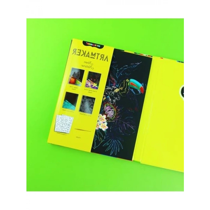 16 Panel Kazımalı Boyama Seti, Şablon ve Kalemli Scratch Art