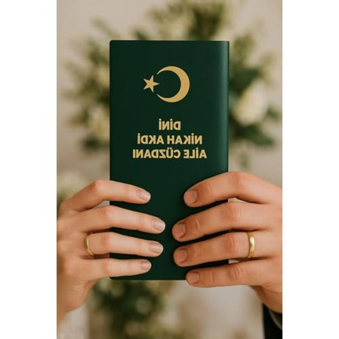 16 Sayfa Dini Nikah Akdi Cüzdanı, Altın Varak Baskılı Tasarım