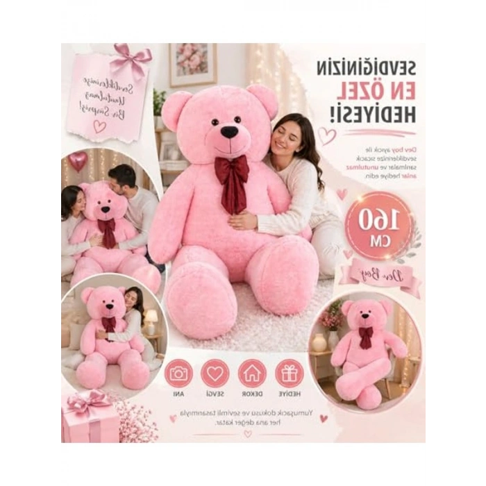160 cm Dev Peluş Ayı, Yumuşak ve Sevimli, Sarılmalık Hediye