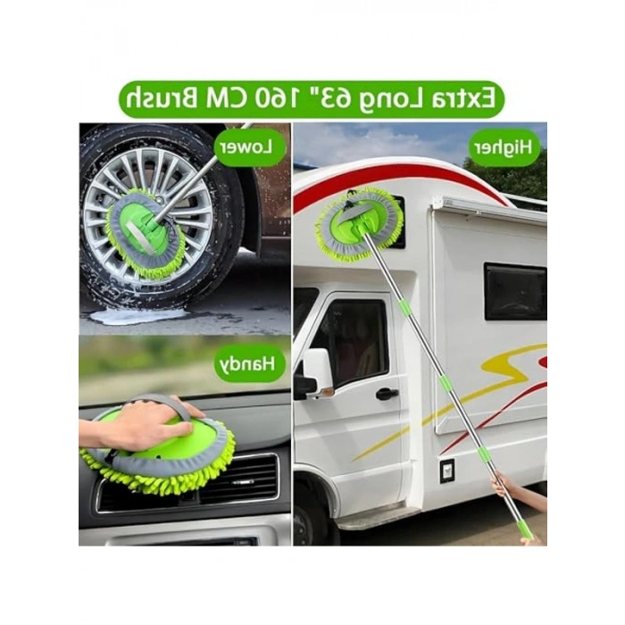160 cm Uzun Oto Yıkama Fırçası, 2si 1 Arada Şönil Mikrofiber Set