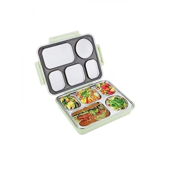 1600ml Paslanmaz Çelik Sızdırmaz Lunchbox, 5 Bölmeli