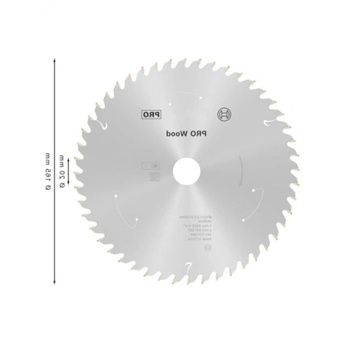 165 x 20 x 1,5 mm Ahşap Daire Testere Bıçağı (48 Diş)