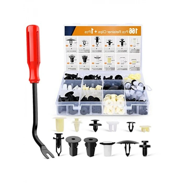 166 Parça Araç Klipsi ve Vida Seti - 12 Popüler Boyut ve Uygulama