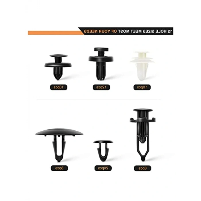 166 Parça Araç Klipsi ve Vida Seti - 12 Popüler Boyut ve Uygulama