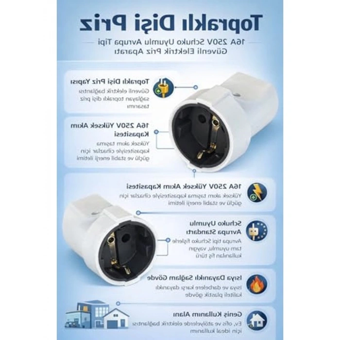 16A 250V Elektrik Dişi Priz, Beyaz Renk