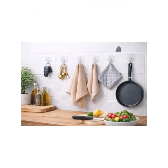 16’lı Şeffaf Vantuzlu Kanca Seti - İz Bırakmayan Askı Aparatı