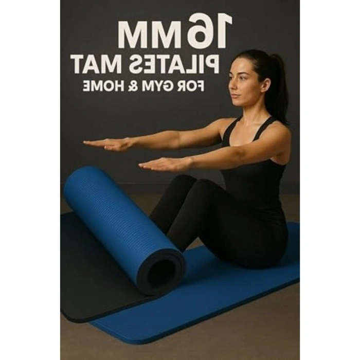16mm Mavi-Siyah Pilates Matı, Ekstra Kalın ve Rahat