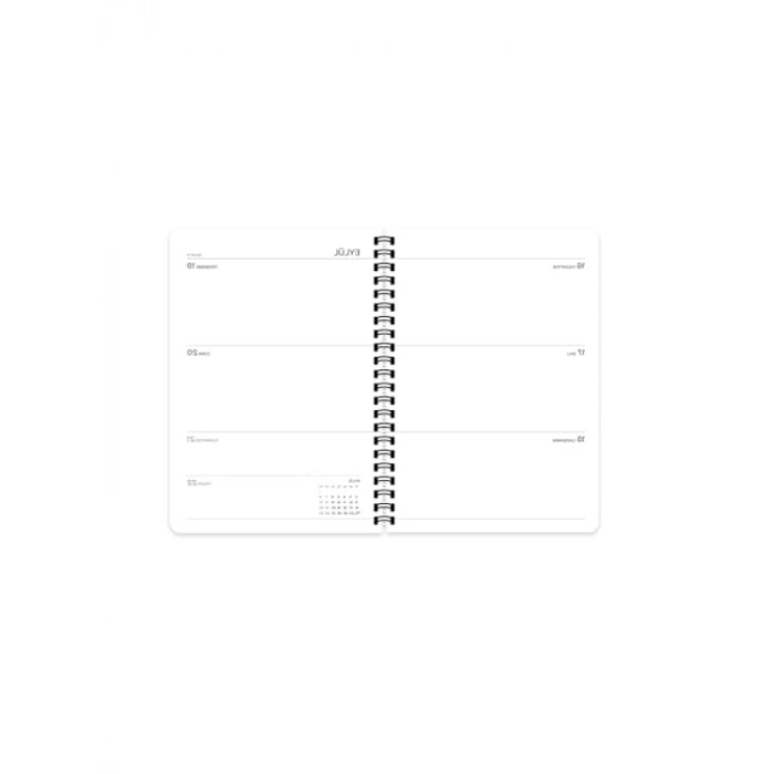 16x23 Spiralli Akademik Ajanda - Kalp Desenli