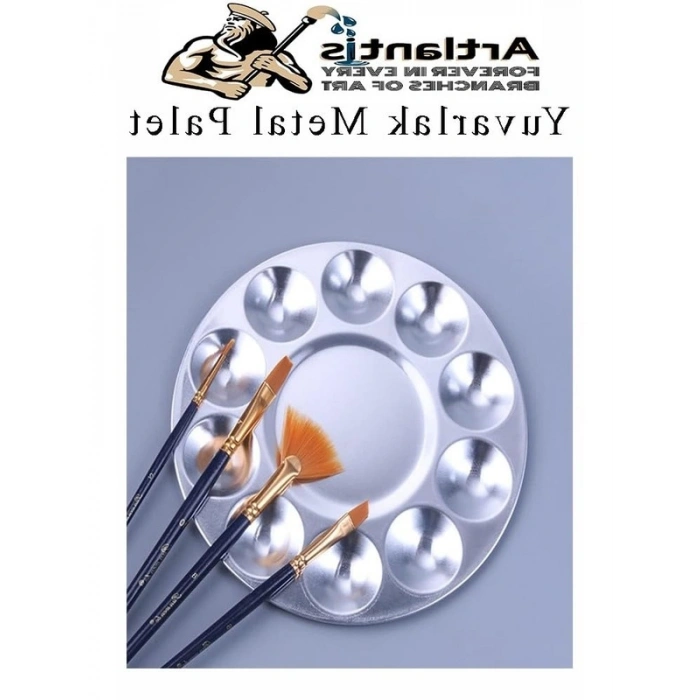 17 cm Metal Boyama Paleti, 10 Hazneli, Fırça Hediyeli