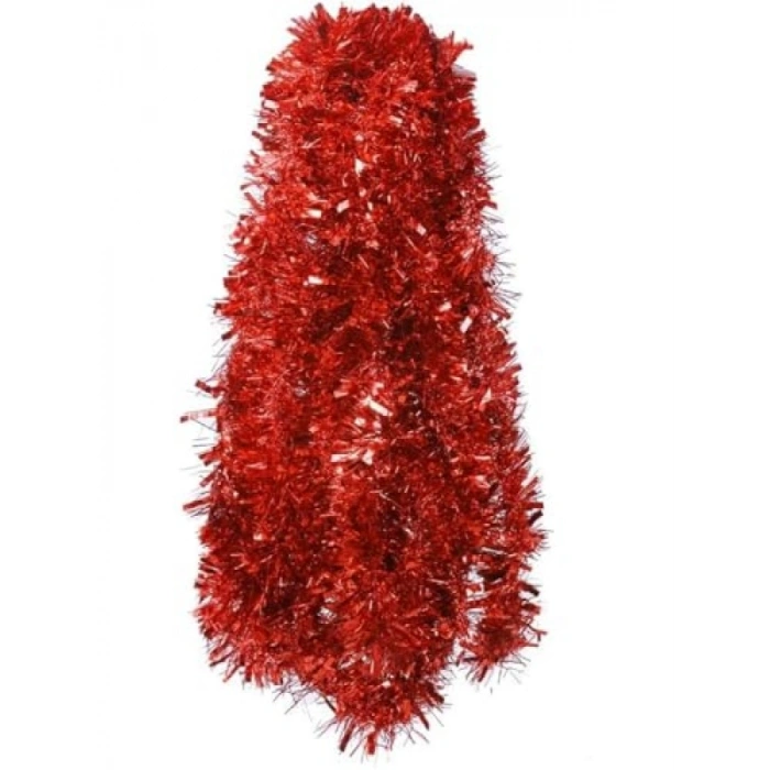 1.7 Metre Kırmızı Kalın Yılbaşı Püskül Süsü Tinsel Garland