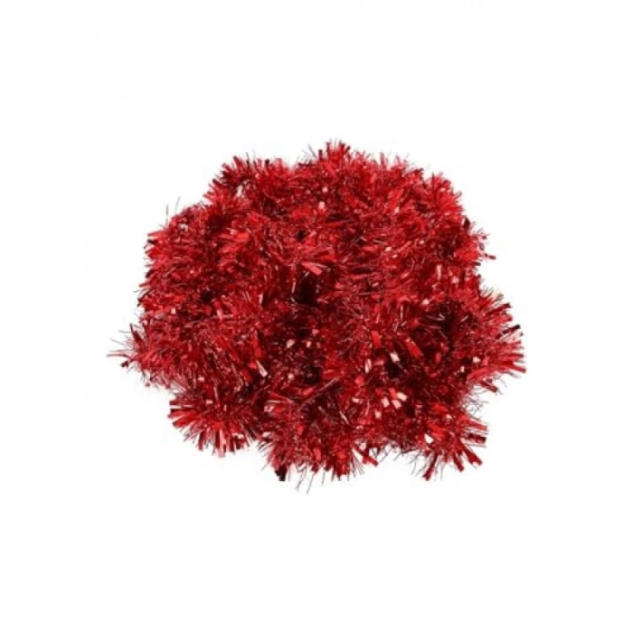 1.7 Metre Kırmızı Kalın Yılbaşı Püskül Süsü Tinsel Garland