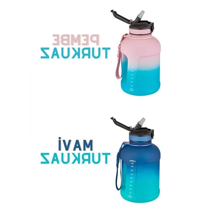 1700 ml Motivasyon Su Matarası, Çift Renkli ve Askılı