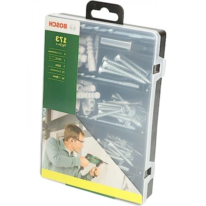 173 Parça Aksesuar ve Sabitleme Seti, Matkap Ucu, Vidalama Ucu, Vida, Dübel