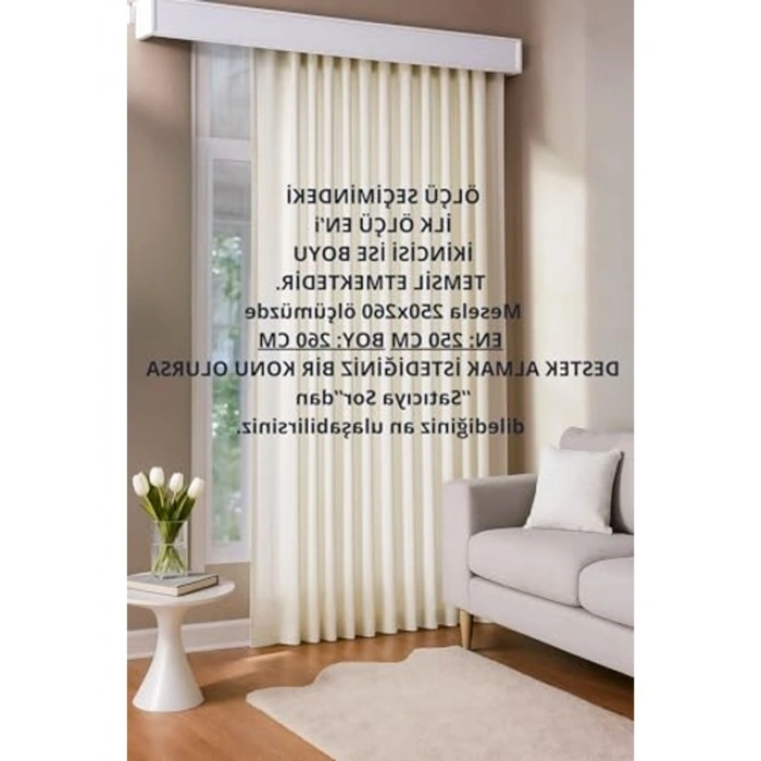 175 x 250 cm Ekru Güneşlik, Yüksek Kaliteli Saten Kumaş