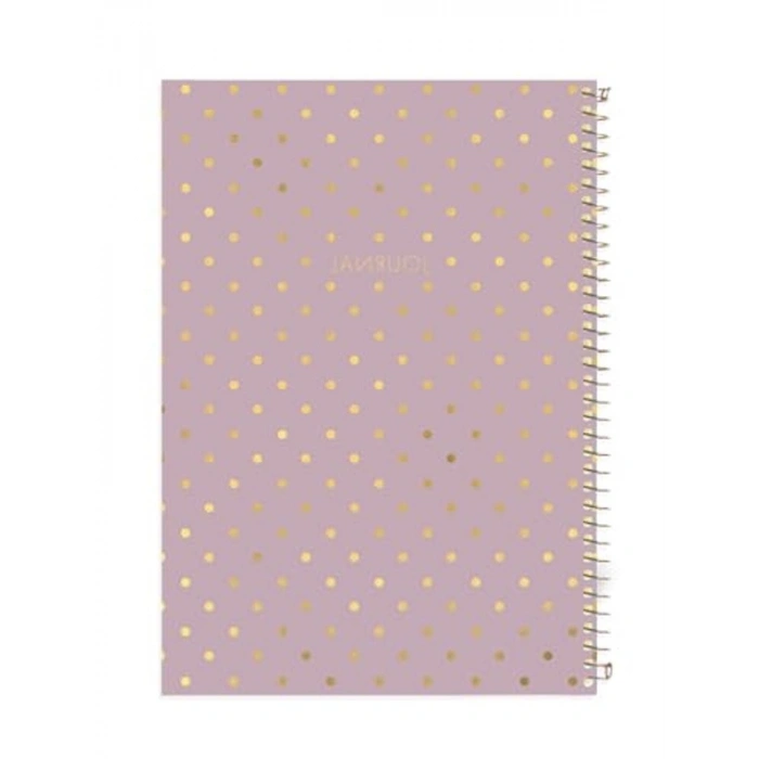 17x24 cm Lila Çizgili Defter, Puantiyeli Tasarım ile