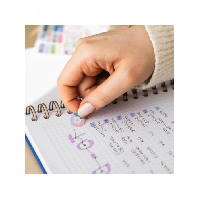 17x24 cm Spiralli Kareli Not Defteri, Mavi Renk, Sert Kapak