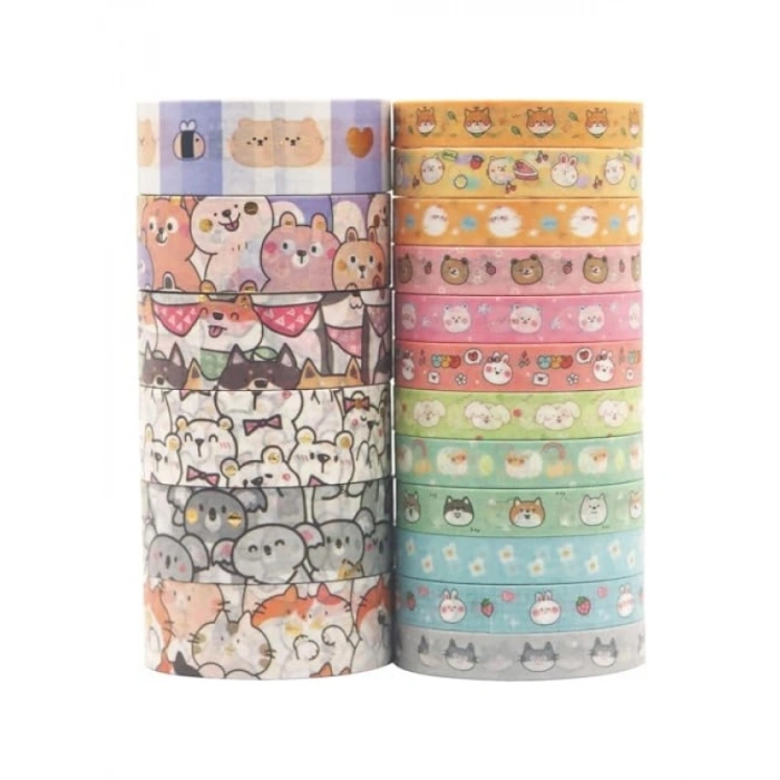 18li Rulo Set Dekoratif Maskeleme Bantları - Renkli Desenli