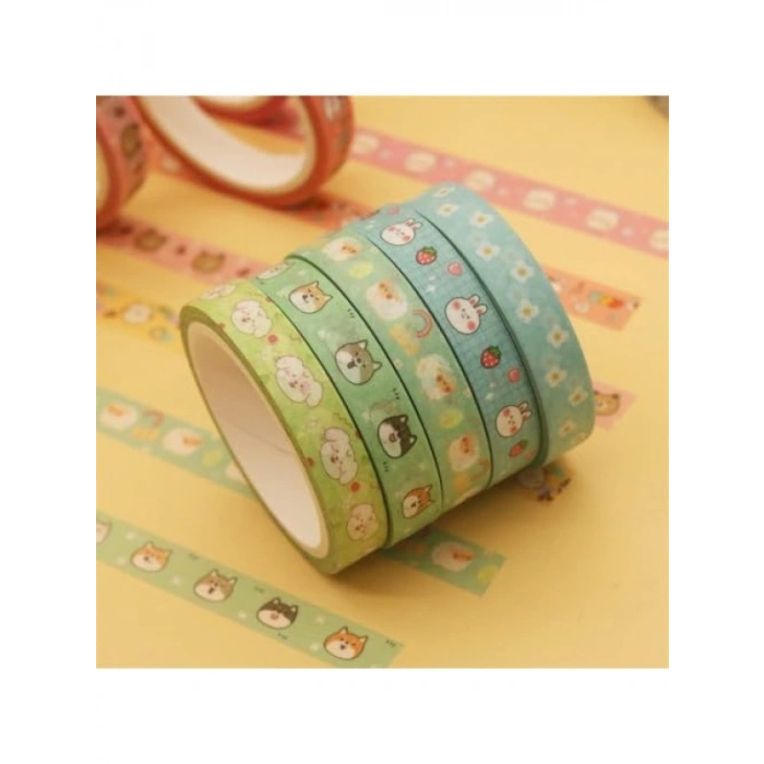 18li Rulo Set Dekoratif Maskeleme Bantları - Renkli Desenli