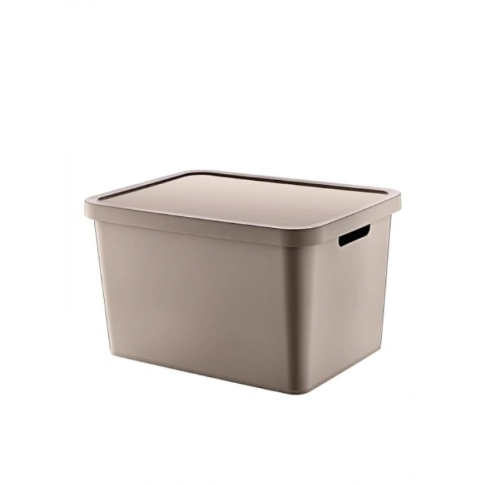 18 Lt Çok Amaçlı Kapaklı Depolama Kutusu - Bej