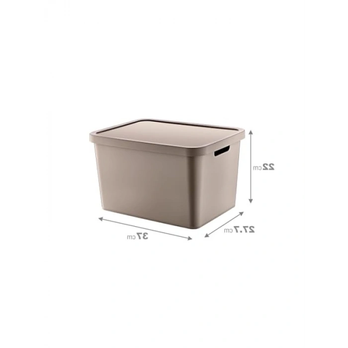 18 Lt Çok Amaçlı Kapaklı Depolama Kutusu - Bej