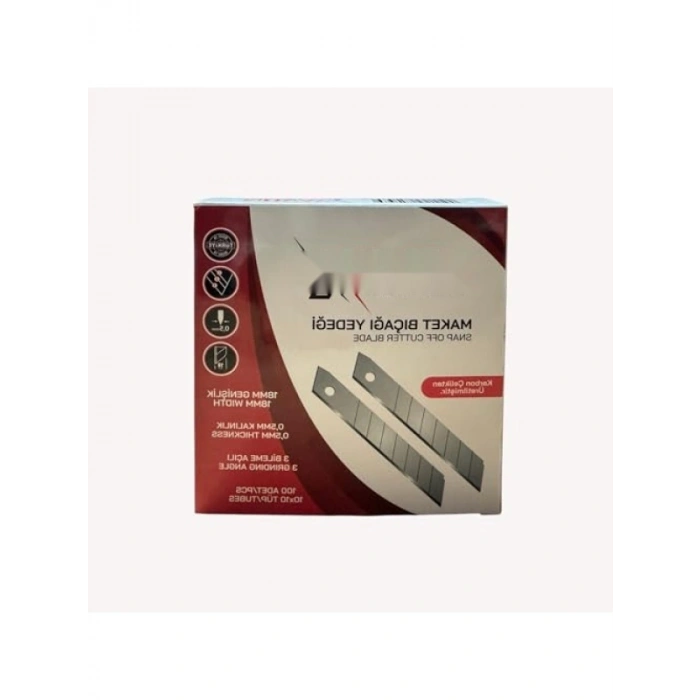 18 mm Genişlikte Karbon Çelik Maket Bıçağı Yedek Bıçak Seti (10 Adet)