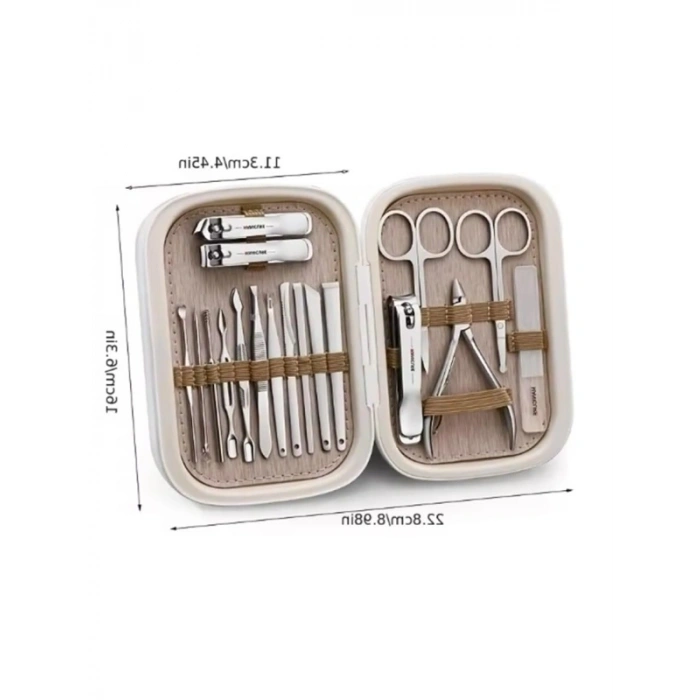 18 Parça Profesyonel Manikür ve Pedikür Seti - Karbon Çelik