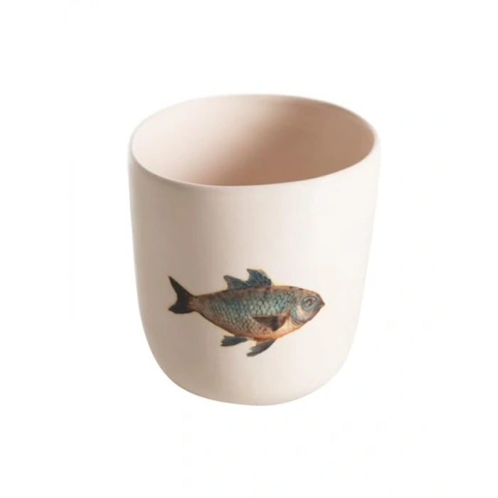 180 ml Kapasiteli El Yapımı Balıklı Yalıtımlı Kupa