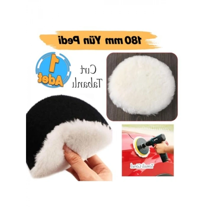 Ø 180 mm Cırt Tabanlı Yün Ped - Pasta Cila Polisaj Süngeri