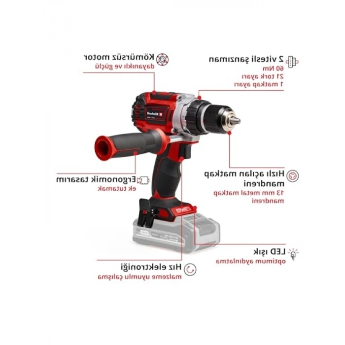 18V Akülü Vidalama, 13 mm Metal Mandren