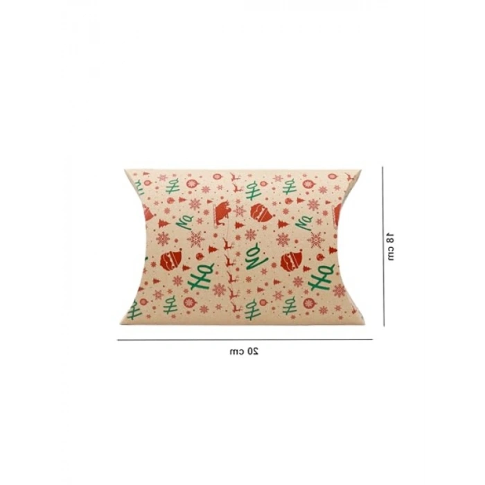 18x20 cm Yılbaşı Temalı Yastık Hediye Kutusu Seti (2 Adet)