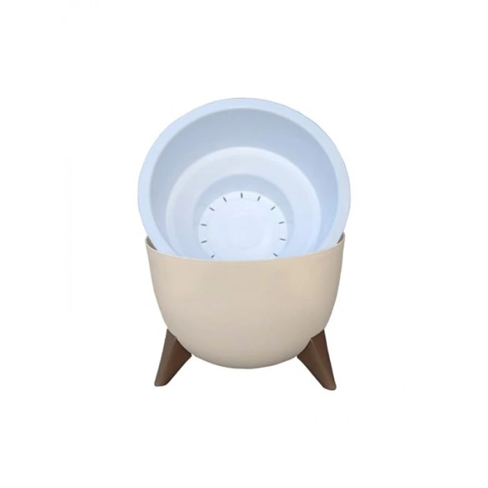 19 cm delikli süzgeçli ayaklı küre çiçek saksısı, 2 litre