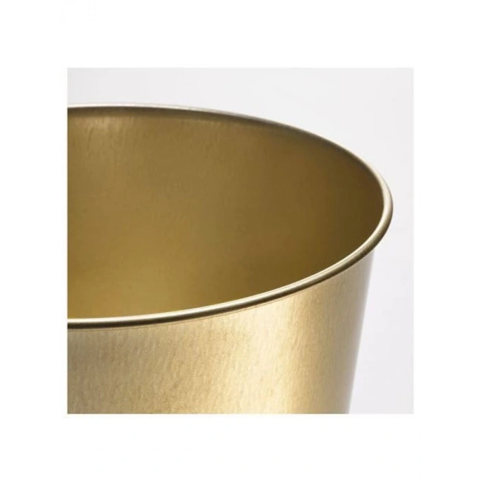 19 cm Gold Renk Galvanizli Çelik Çiçek Saksısı, Dayanıklı Tasarım