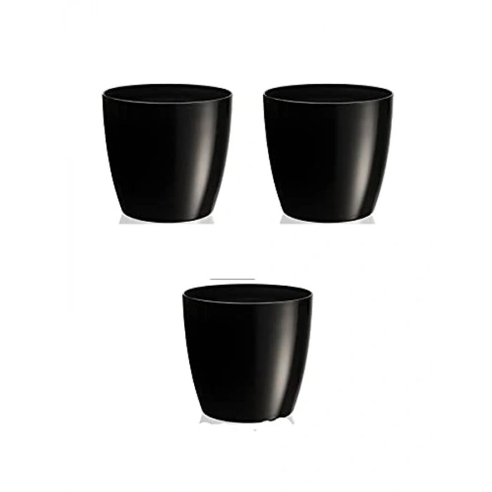 1.9 Litre Parlak Siyah İç Mekan Saksı, 3 Adet