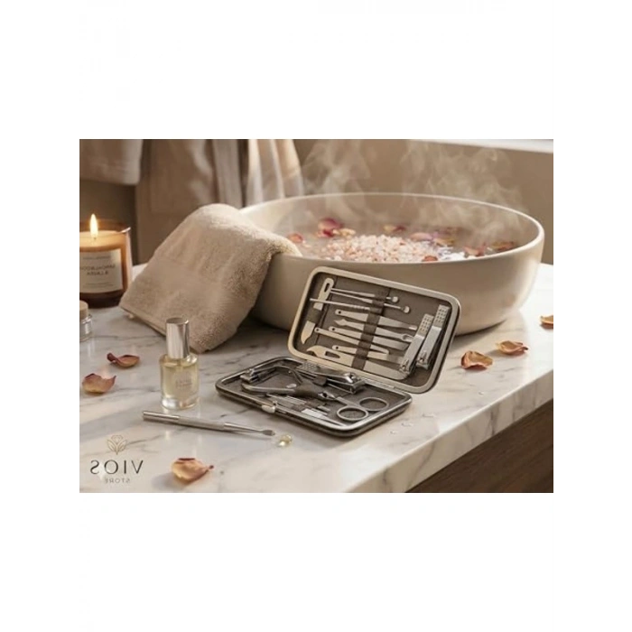 19 Parça Paslanmaz Çelik Manikür ve Pedikür Seti