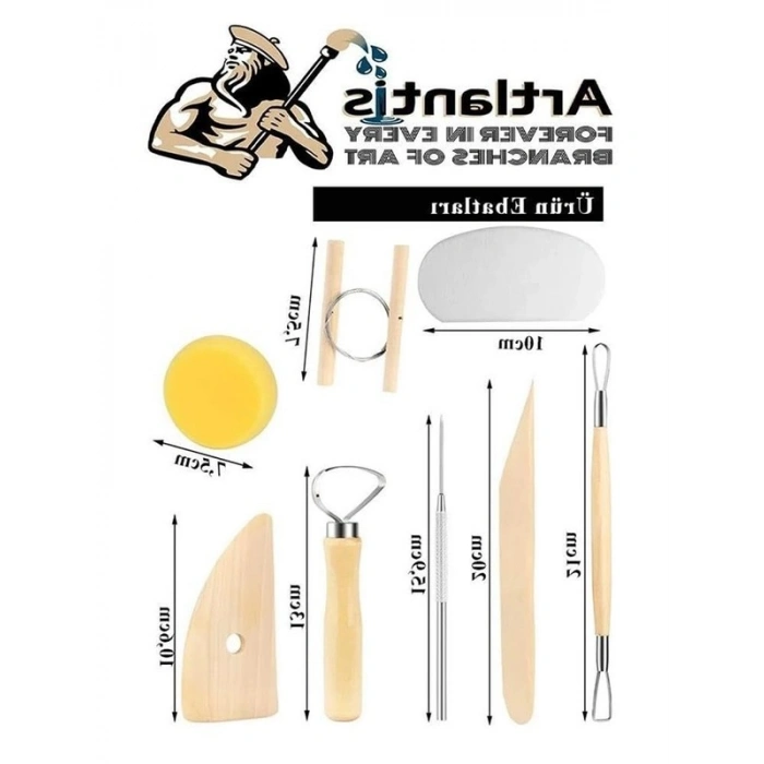 19 Parça Seramik ve Çömlek Şeillendirme Seti, Hobi İçin