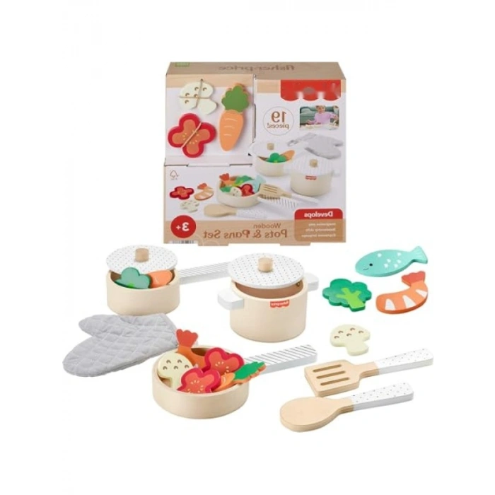 19 Parçalı Ahşap Mutfak Seti, Okul Öncesi Çocuklar için