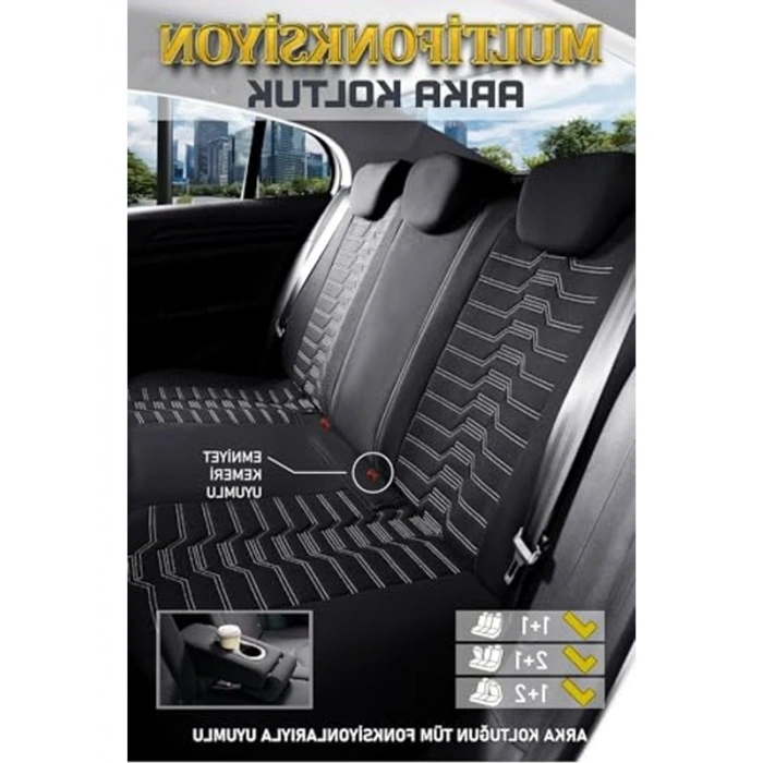 2+1 Parçalı Lüx Deri Oto Koltuk Kılıfı, Dacia Uyumlu