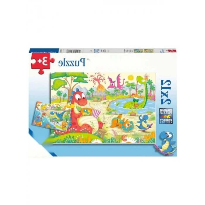 2 Adet 12 Parçalı Dino Dostlar Puzzle Seti