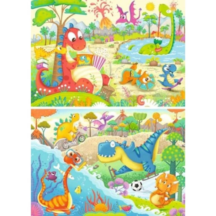 2 Adet 12 Parçalı Dino Dostlar Puzzle Seti