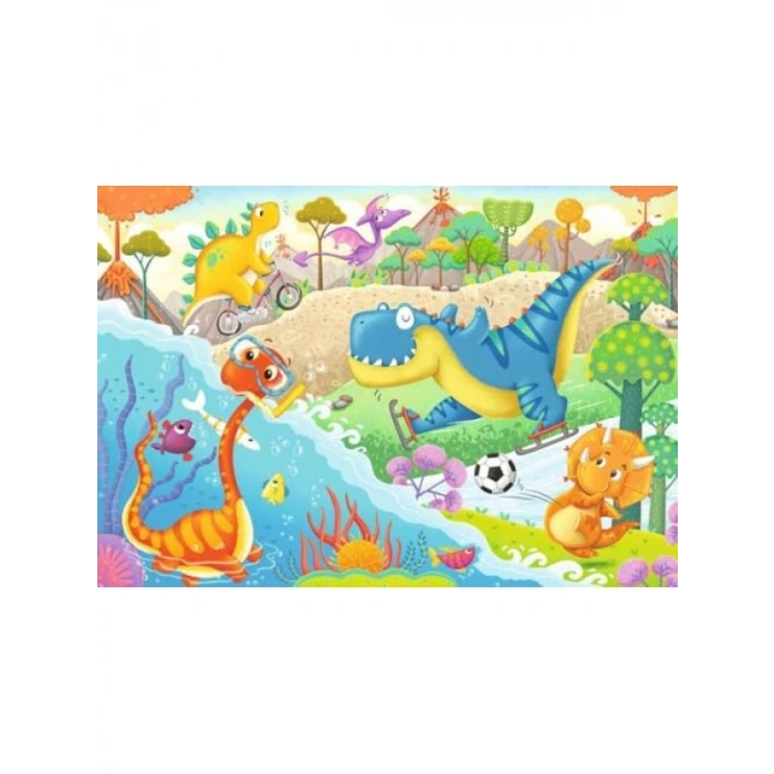 2 Adet 12 Parçalı Dino Dostlar Puzzle Seti