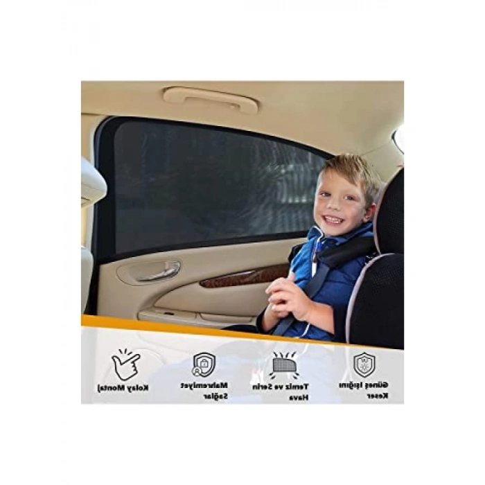 2 Adet Arka Yan Cam Güneşlik Perdesi Kılıfı - 110x60 cm