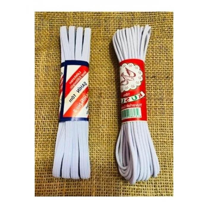 2 Adet Beyaz Bel Paça 10 Metre Don Lastiği, Yuvarlak ve Yassı