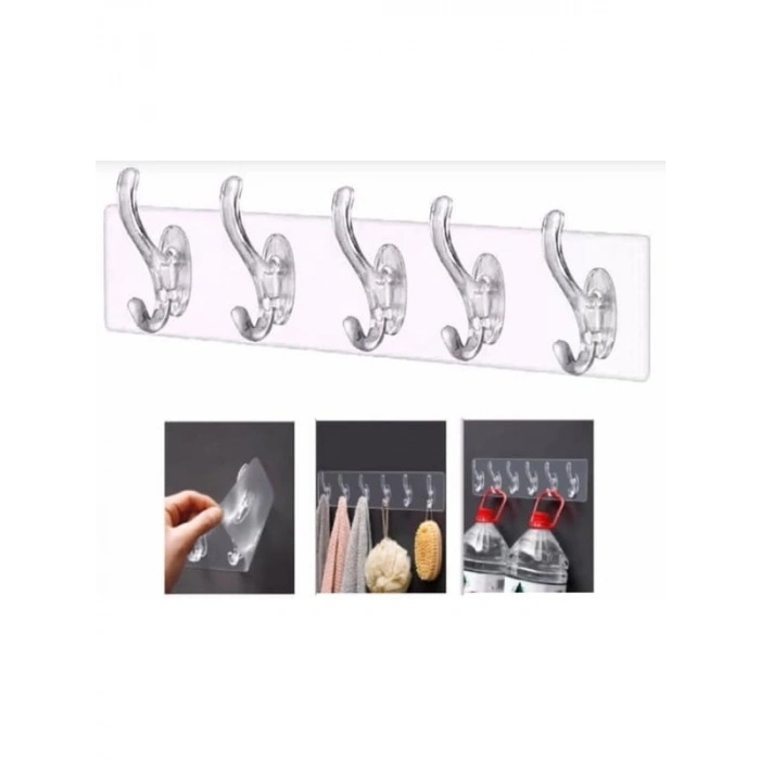 2 Adet Kendinden Yapışkanlı Şeffaf Askı - 5li Paket