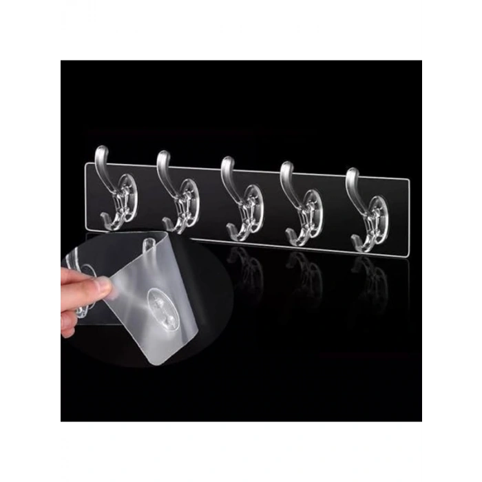 2 Adet Kendinden Yapışkanlı Şeffaf Askı - 5li Paket