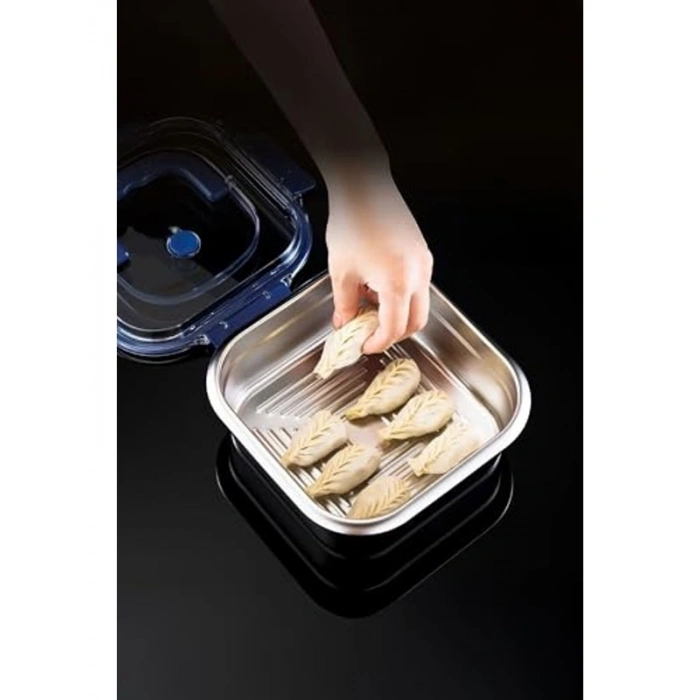 2 Adet Kilitli Yemek Saklama Kabı, 1800 ml Kapasite, Çelik